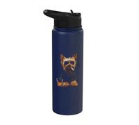 Yorkshire Terrier Smoking Cigarette Whisky Lover Funny Dog Stainless Steel Insulated Water Bottle