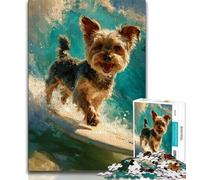 Yorkshire Terrier Surfing Puzzles 1000 Pieces for Teenagers,Help The Brain Exercise Addictive Toys to Cultivate Patience Parent-child Interaction (75x50cm)