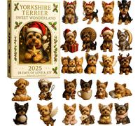 Yorkshire Terrier Sweet Wonderland 2025 Advent Calendar, 24 Days of Festive Yorkie Surprises, Cute 2d Acrylic Dog Ornaments, Christmas Countdown Décor & Gift for Dog Lovers, Holiday Collectible