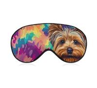 Yorkshire Terrier Tie Dye Background Sleep Mask Eye Cover for Sleeping Men Women Light Blocking Travel Blindfold