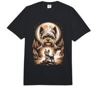 Yorkshire Terrier Under Moon Waterfall Night Comfort Colors Adult Heavyweight T-Shirt
