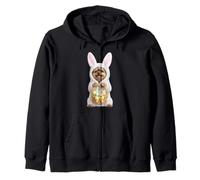 Yorkshire Terrier Wearing Easter Bunny Funny Costume Zip Hoodie