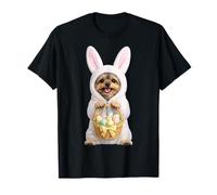 Yorkshire Terrier Wearing Easter Bunny Funny Cute Costume T-Shirt