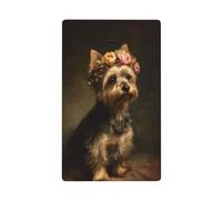 Yorkshire Terrier Wearing Flower Crown Victorian Single Toggle Blank Wall Plate Light Switch Cover Decorative 1 Gang for Kitchen Room Bathroom Size 11.4x7cm
