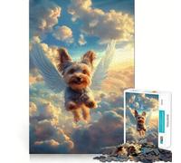 Yorkshire Terrier with Angel Wings Puzzles for Adults 1000 Pieces Focus Boost Fun Uniform Size Precise Pieces Bonding Activity for Loved Ones (38x26cm)