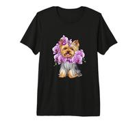 Yorkshire Terrier with Flowers Premium T-Shirt