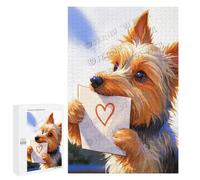Yorkshire Terrier With Heart Love 1000 Piece Wooden Jigsaw Puzzle for Adults - Difficult Puzzles, Challenging Family Games for Dog Lovers, Mindful Activity, Finished Size 20 x 30 Inches