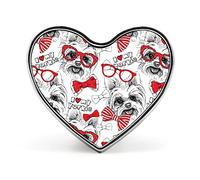 Yorkshire Terrier With Red Ties And Sunglasses Seamless Heart Brooch Pin, Unisex Smooth Surface Lapel Tie Pin, Lightweight Badge Jewelry Crafts Decor for Costume Accessory Men Women