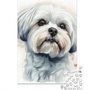 Yorkshire Terrier Wooden 1000 Pieces Jigsaw Puzzle for Adults Creative Rectangular Puzzle Brain Exercise Challenge Game 1000pcs (75x50cm)