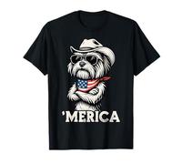 Yorkshire Terrier Yorkie American Flag Bandana Cowboy Hat T-Shirt