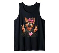 Yorkshire Terrier Yorkie Girl Double Peace Sign Graphic Tank Top