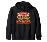 Yorkshire Terrier Yorkie Santa's Workshop Toys North Pole Zip Hoodie