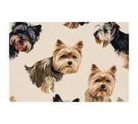 Yorkshire Terriers Placemats Set of 1 for Dining Table Washable Non Slip Placemat for Christmas Holiday Birthday Party Table