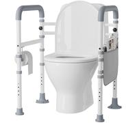 Yornoli Toilet Frame for Disabled and Elderly Adjustable Toilet Safety Support Frames with Non-Slip Handles Foldable Design Includes Toilet Paper Holder & Storage Bag Disability Toilet Bathroom Aids