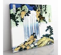 Yoro Waterfall in Mino Province by Katsushika Hokusai Asian Japanese Canvas Wall Art Print Ready to Hang, Framed Picture for Living Room Bedroom Home Office Décor, 35x35 cm (14x14 Inch)