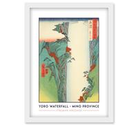Yoro Waterfall Mino Province Utagawa Hiroshige Japan Woodblock Classic Collection Artwork Framed Wall Art Print A4 Artery8 White One Size