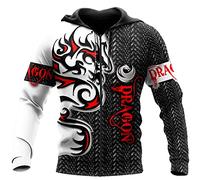 YOROOW 3D Printed Dragon Tattoo Long Sleeve Hoodie, Men's Graffiti Hooded Sweatshirt Loose Casual Pullover Unisex Jacket Streetwear,Hoodie Zip,4XL