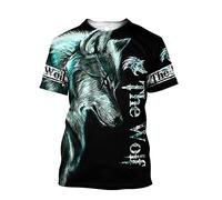 YOROOW-OUTDOOR 3D Printing Men Viking Tattoo T-Shirt, Nordic Cosplay Short-Sleeve Summer Cool Casual Shirt,Viking Fenris,XXL