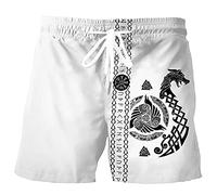 YOROOW-OUTDOOR 3D Printing Viking Tattoo Beach Shorts, Nordic Odin Summer Casual Men's Shorts (S-5XL),Triskele Dragon,5XL