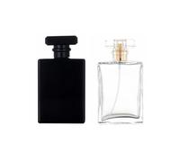 YORROR 100ml Glass Perfume Atomizer, 2 Pcs Empty Refillable Spray Bottle for Men and Women, Portable Fragrance Fine Mist Dispenser for Travel, Gold+Black, 3.4 ounces