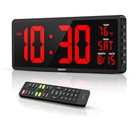 YORTOT 16" Digital Wall Clock Gym Timer with 7 Colors Light & Remote Control - Larger LED Display with Indoor Temperature | Date, Workout Timer with Count Down & Up | Stopwatch for Home Gym Garage