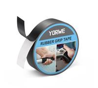Yorwe Rubber Grip Tape, Ultra-Thin Strong Adhesive Anti-Slip Waterproof Heat Resistant Wear-Resistant Cushion Pad, Making Handles or Contact Surfaces Safer, with Grip and Comfort (Black, 2.5CM x 3M)