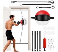YORWHIN Doorway Punching Bag Double End Bag for Boxing, No Wall Installation Boxing Training Set with Bungee Cords and Extendable Pole, Double End Punching Ball Striking Training Equipment at Home Gym