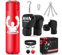 YORWHIN Heavy Punch Bag Set, 4FT Unfilled Kicking Bag, Reflex Ball, MMA Gloves, Wristband, Boxing Training Equipment for Adults, Karate, Kickboxing, Muay Thai