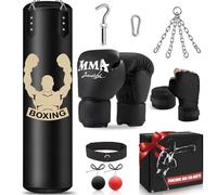 YORWHIN Heavy Punch Bag Set, 4FT Unfilled Kicking Bag, Reflex Ball, MMA Gloves, Wristband, Boxing Training Equipment for Adults, Karate, Kickboxing, Muay Thai