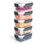 YORY 3 cup Plastic Food Storage Containers with Lids Nestable Freezer Dishwasher Safe Rectangle Container Set,5-Pack