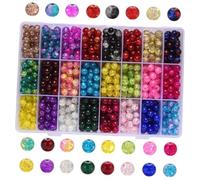 YOSADIER 1 Box Crackle Glass Beads for Jewelry Making Small Loose Beads for Bracelet Crafting Smooth Surface Glass Kit for DIY Accessories and