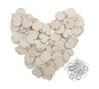 YOSADIER 100pcs Blank Wooden Heart Round Tags with Predrilled Holes for Crafting and Burning Natural Wood Pieces for DIY Wedding Decor and Friendship Plaques