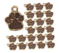 YOSADIER 100pcs DIY Dog Paw Charms Zinc Alloy Pendants for Necklace Bracelet Keychain Jewelry Making Accessories Cute Cartoon Design Antique Gold Color