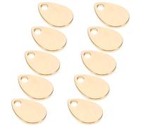 YOSADIER 10Pcs Gold Plated Brass Teardrop Charms with Hole, Flat Solid Brass Tags for DIY Jewelry Making, Engraving and Crafting Accessories for Handmade Earrings and Bracelets