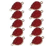 YOSADIER 10pcs Red Crystal Water Drop Pendants Double Hook Necklace Making Supplies for DIY Jewelry Craft for Unique Charms and Accessories