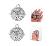 YOSADIER 10pcs Tin Alloy Hollow Bell Pendant Keychains White k Lightweight 2.1cm Diameter Decorative Diy Bell Accessories for Craft, Purse Hanging, and Key Holder