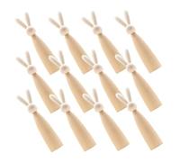 YOSADIER 12pcs Wooden Bunny Dolls Natural Wood Peg Figures Smooth Surface Cute Animal Shape Safe to Handle Easter Party Decor Crafting Supplies