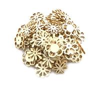 YOSADIER 150pcs Wooden Flower Pieces Hollow-Out Hand-Painted DIY Crafts for Educational Art and Wedding Decorations Beige Wood Ornaments
