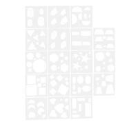 YOSADIER 18pcs Geometric Figure Drawing Stencils for DIY Plastic Painting Templates with Different Pattern Designs Safe Pet Material for Craft Supplies and Pigment Painting