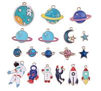 YOSADIER 18pcs Space Universe Theme DIY Necklace Charms Pendants for Jewelry Making Craft Accessories Assorted style