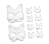 YOSADIER 20Pcs DIY Blank Cat and Fox Masks for Paintable Pulp Masks for Creative Costume Design Lightweight and Portable for Halloween Parties and Art Projects
