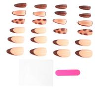 YOSADIER 24pcs Almond Shaped Press Nails with Leopard Print and French Tips Short False Nail for Fall Fashion DIY Salon-quality Manicure at Home Parties