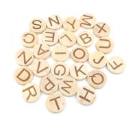YOSADIER 26pcs Wooden Alphabet Round Slices 30mm Diameter 7mm Thick Wood Craft Pieces for DIY Educational Not Easy to Deform