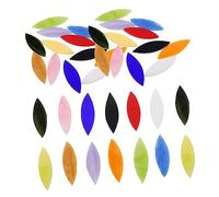 YOSADIER 28pcs Iridescent Leaf Shaped Glass Mosaic Tiles for DIY Crafts Smooth Wear Resistant Glass Sheets for Candle Trays Photo Frames Home Decoration Mixed Colors