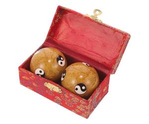 YOSADIER 2Pcs Baoding Hand Exercise Massage Balls 47Mm Metal Health Stress Relief Balls with Six Fish Eight Trigrams Pattern for Adult Hand Therapy and Physiotherapy Random Random Color