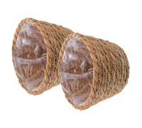 YOSADIER 2pcs Decorative Wicker Flower Basket for Indoor Plants with Sturdy Straw and Flat Base for Home Use