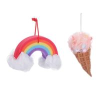 YOSADIER 2pcs Ice Cream Shower Loofah Set Rainbow Bath Shower Sponges Soft Sponge Material Not Easy to Age or Break Safer for Your Skin Bath Accessories for Adults
