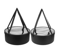 YOSADIER 2Pcs Round Plastic Fruit Flower Box Set with Handle, Black Floral Boxes for Valentine’S Day, Wedding, Birthday Party Packaging