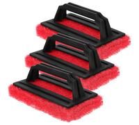 YOSADIER 3pcs Red Handle Silk Screen Ink Brush Set for Screen Printing Cleaning, Scrub Pad Ink Remover Brushes in Red, Printing Supplies Accessory for Printmaking Maintenance