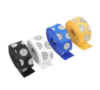 YOSADIER 4 Rolls Volleyball Decorative Polyester Ribbons 5 Yards Each in White, Black, Royal Blue, Gold - Multi-use Craft and Sports Wrapping Ribbon for Volleyball Party Decorations